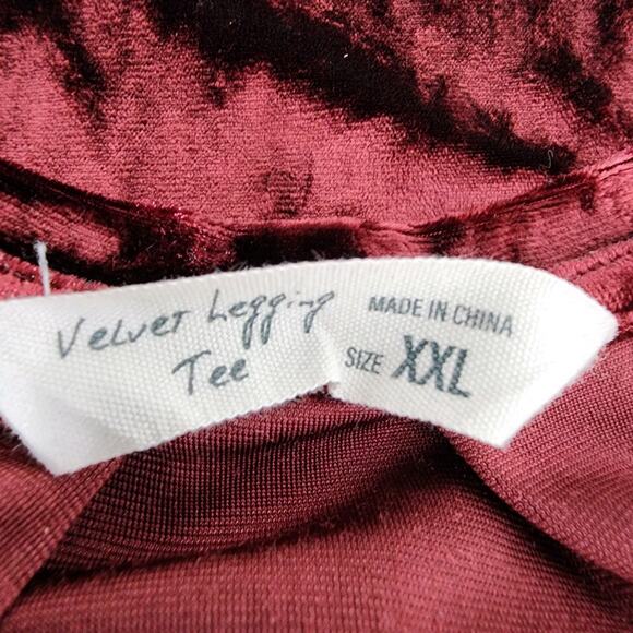 Spring and Mercer Tee Womens XXL Crushed Velvet Legging Tee Short Sleeves Pocket - Picture 7 of 9